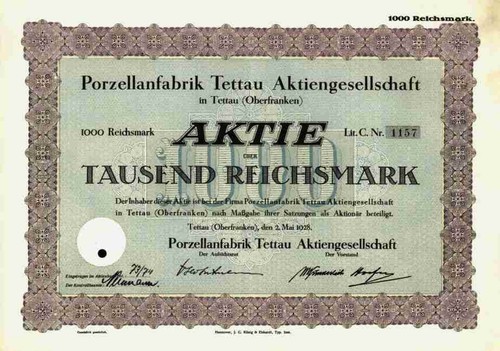 Porzellanfabrik tettau 1928 - porzellanfabrik,