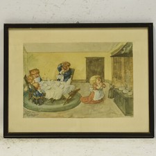 Ausdruck Reproduktion einer Illustration von Robert Hogfeldt Genreszene 42x32 cm