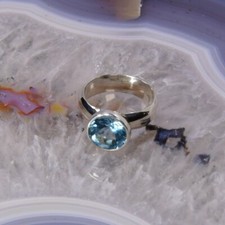 Blau Topas Ring, 925er Silber, Edelsteinring (22660), Edelsteinschmuck