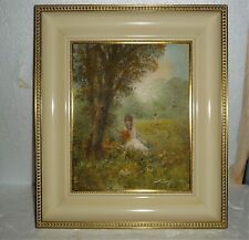 Rahnavard Madjid Öl Gemälde Bild Frau Blumen Mädchen am Baum 30x24cm 9/21-77