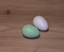 2 kleine Styropor Glitzer Eier in grün und weiß *** Ostern Ostereier Basteln