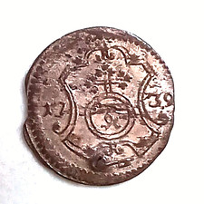 Sachsen 1 Pfennig 1739 F.W.o.F fvz , gelocht, Friedrich August II. , Kahnt 619