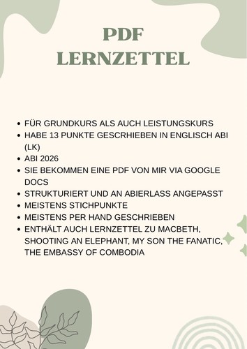 Englisch abi lernzettel - abi, (2026)