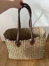 Korb/Korbtasche Seegras Handgefertigt 40 x 16 x 32 cm, Lederriemen NP 120 €