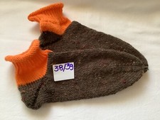 Sneaker Kuschelsocken Gr 38/39 Wolle  6-fach orange braun handgestrickt neu