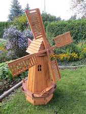 Windmühle für den Garten Gartenwindmühle aus Holz XXL Achteck 117 cm hoch