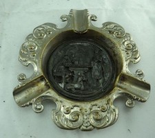 alter Aschenbecher mit Inlay von Jugendstil Zinndeckel Bierkrug