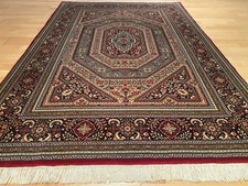 6253  "GEWASCHEN" Handgeknüpfter Blumen Ghom Kork 210x140cm Orientteppich