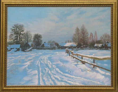Winterstraße ölgemälde - winterstraße,