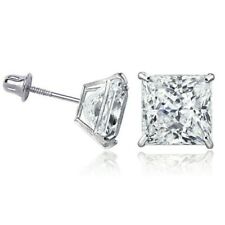 2 Karat Moissanit Prinzessin Ohrstecker Schraubverschluss - 14 Karat Weißgold - funkelnd