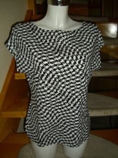 HENNES collection Damen-Top schwarz-weiß, Gr. XL (eher L), leicht tailliert