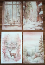 4 Bogen mit KARTENPAPIER + Hintergrundpapier + WEIHNACHTEN  3 + 14cm  x 21 cm