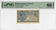 Belgien 1 Franc 1920-22, PMG