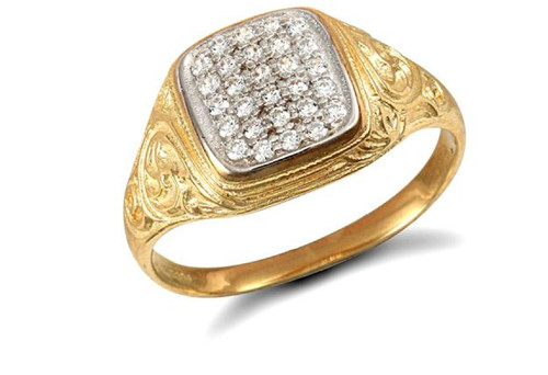 9ct gelbgold herrenring mit - 9ct,