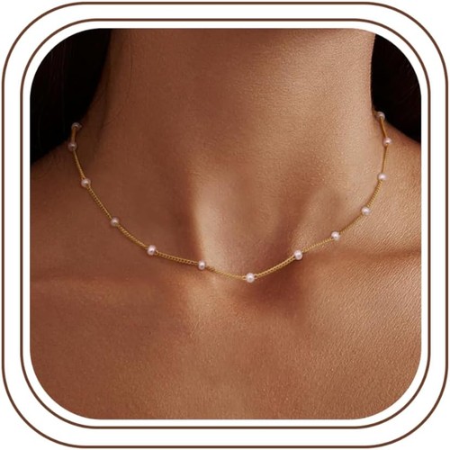 Perlenkette choker damen gold - damen,
