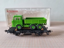 Fleischmann 5219 Flachwagen H0 DC mit Wiking Ersatz Zugmaschine gebraucht
