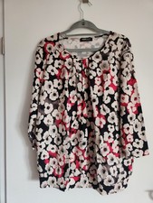 Damen Bluse von Frank Walder – Größe 46, Blumenmuster in Schwarz/Rot/Beige