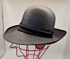 ? Vintage: schwarzer Damen-STROHHUT mit runder Krone - Gr. 56 - Italien 1980er