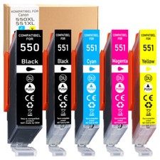 5 Druckerpatronen XL mit Chip ersetzen PGI550 CLI551 für Canon MG6400 MG6650