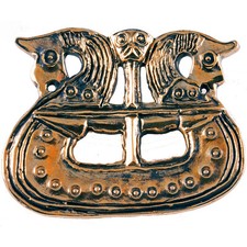 Bronze Wikinger Brosche Drachenboot-Fibel groß Replik 800-1050 Jh. stabile Nadel