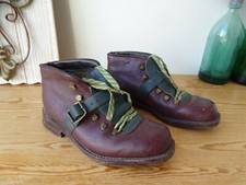 W3082 Alte Skischuhe | Leder | Ski Schuhe | RAR um 1950 | sehr dekorativ