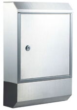 Briefkasten mit Zeitungsrolle, Edelstahl, Postkasten mit Zeitungsfach