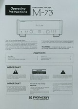 Pioneer M-73 - Stereo-Steuerverstärker Bedienungsanleitung - BENUTZERHANDBUCH 
