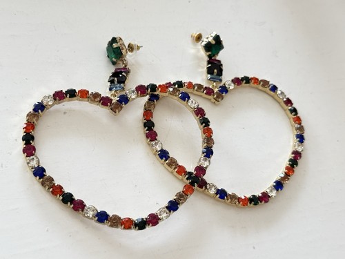 Große bunte strass ohrringe - strass,
