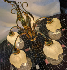 Pendellampe Deckenlampe floral  Florentiner Lampe 5 Brennstellen vergoldet