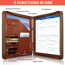 NEWYES NY-A403-BN-EU Konferenzmappe aus Leder, mit Reißverschluss, A4, Reise