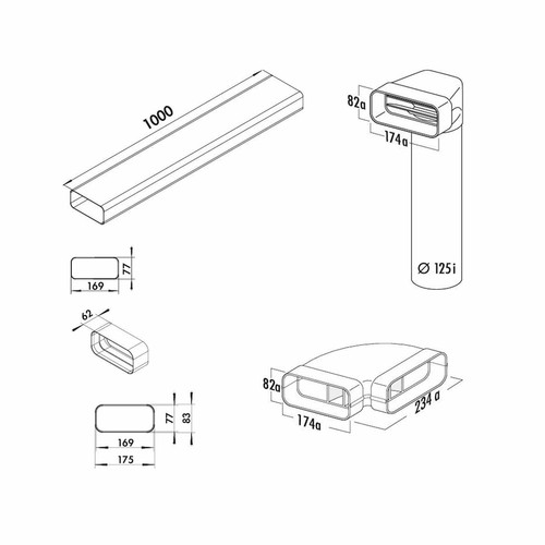 Flachkanal set flow 125 - set-2,