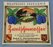 altes Schnapsetikett Flaschenetikett Etikett  Zwetschgenwasser Schwarzwald