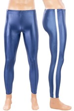 Herren Wetlook Leggings Galonstreifen starker Glanz stretch elastisch Sporthose