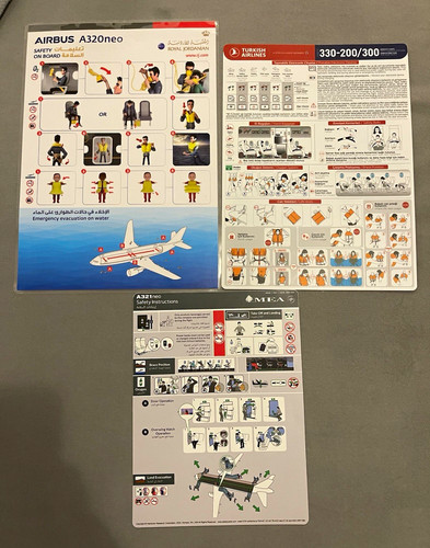 Flugzeug sicherheitskarten - 3x, flugzeug-sicherheitskarten