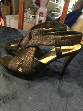 Miss Sixty Damen High Heels Sandalen Sandaletten Leder schwarz/bronze Gr.39 
