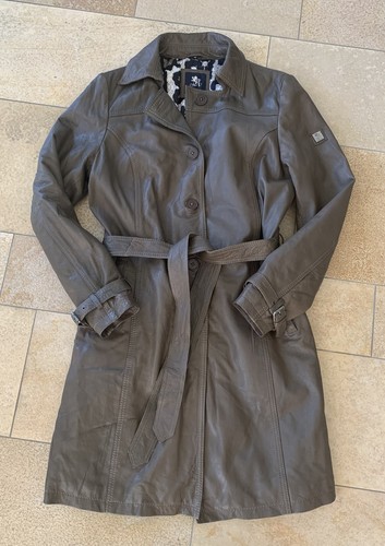 Ledermantel trenchcoat mit - ledermantel,