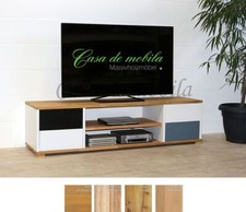 Massivholz TV-Lowboard Massivholz 4farbig Kommode Fernsehschrank Regal Sideboard