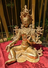Feine GRÜNE TARA Statue aus Messing aus TIBET 3,3 Kg