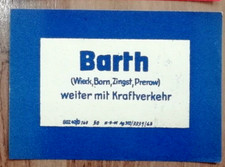 Deutsche Reichsbahn - Fahrkarte - Gepäckkarte Barth, Wieck, Zingst, Prerow, Born