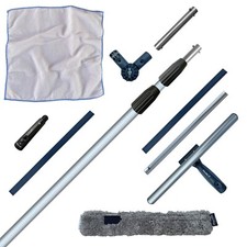 4m Teleskop Fensterwischer Set mit Kombi Fensterabzieher und Alu Teleskopstange