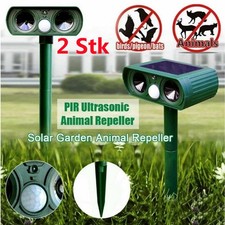 2X Solar Tiervertreiber Ultraschall Abwehr Marder Katzen Hunde Abwehr Schreck DE