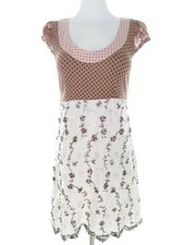 💚 CONTAINER A-Linien-Kleid für Damen Punkte Stickerei Braun 34 Kurzer Ärmel 💚