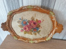 Florentiner Tablett Made in Italy 28x20cm und 6 Untersetzer Handgemalt Gebraucht