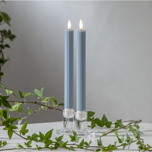 Led stabkerzen stripe blau - led,