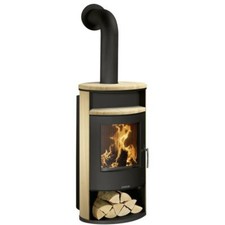 Justus Kaminofen Island AQUA II Korpus Stahl schwarz Sandstein (10 kW)