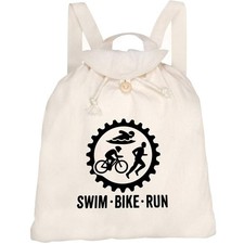 Canvas Rucksack / Backpack "Swim Bike Run Triathlon" (RK00041901)