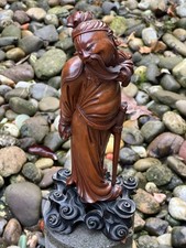 China Figur Holz Buchsbaum Schnitzerei Skulptur Qing  Periode 19 Jahrhundert