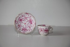 Porzellan Meissen, Indische Malerei, purpur, 2-tlg. Mokkagedeck, 1. Wahl, (E-19)