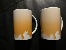 2 Tassen für Ostern mit Hasen Motiv Freiberg Freiberger Porzellan Kaffeetassen