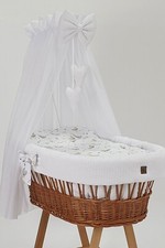 Ausstattung Bettwäsche für Stubenwagen Bezug Grau Beige Rosa Weiß Khaki Waffel